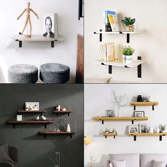 Estante de pared de hierro, soportes de estante metálico para Interior del hogar