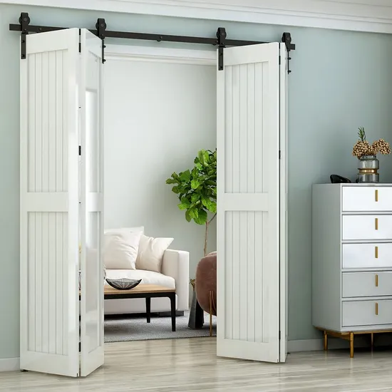 Kit de puerta corrediza plegable para armarios que ahorra espacio - Sistema de rodillos de 4 puertas