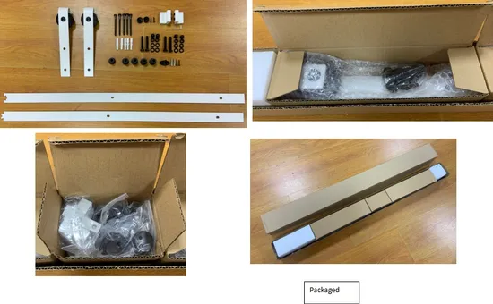 Herrajes modernos para puertas corredizas de granero con riel recto | Acero inoxidable 304 cromado para puertas interiores de madera y vidrio | Kits comerciales y residenciales