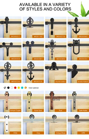 Kit de rieles para puerta de granero de acero mejorado de 6.6 pies y 5 rieles: diseño de junta duradero para hogares modernos y rústicos