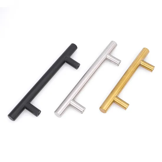 Tiradores de muebles de acero inoxidable huecos con barra en T, tirador de puerta de armario de cocina