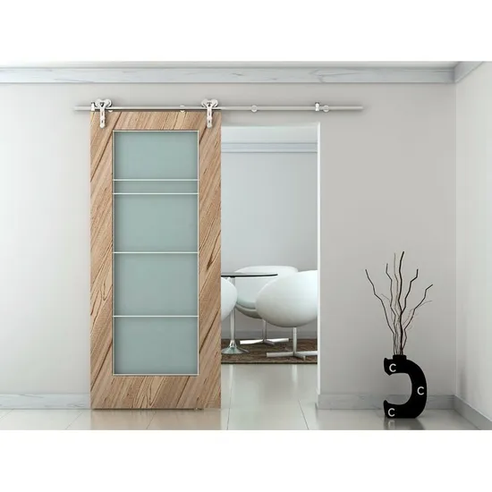 Kit de herrajes para puerta corrediza de granero de acero inoxidable 304 | Acabado cromado para puertas de madera | Soluciones comerciales y para interiores de servicio pesado