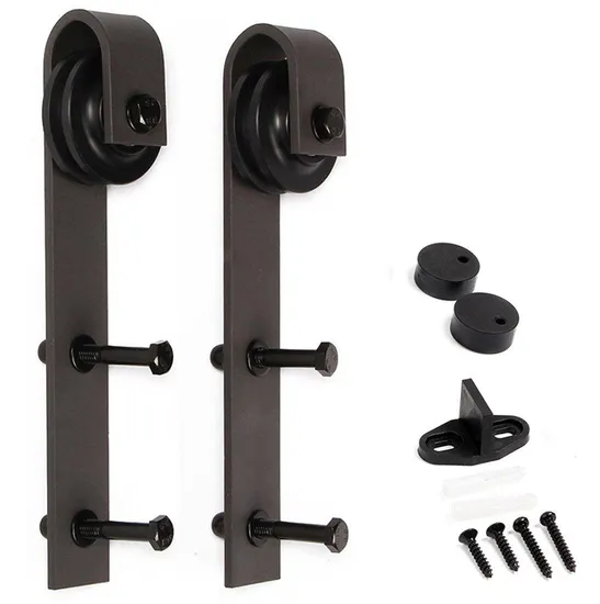 Kit de herrajes para puerta de granero corrediza de madera interior en forma de J tradicional Country Classic de 6.6 pies | Fabricantes personalizados
