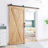 Kit de herrajes para puerta corrediza de granero de montaje superior de 6 pies con colgador en forma de T, manija y guía para el piso