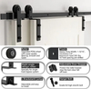 Kit de herrajes para puerta de granero de derivación de baño contemporáneo con ruedas colgantes para puertas dobles