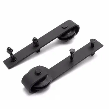 Kit de rodillo superior curvo de acero fundido sólido con recubrimiento en polvo negro – Resistente para instalación de puertas de granero de madera