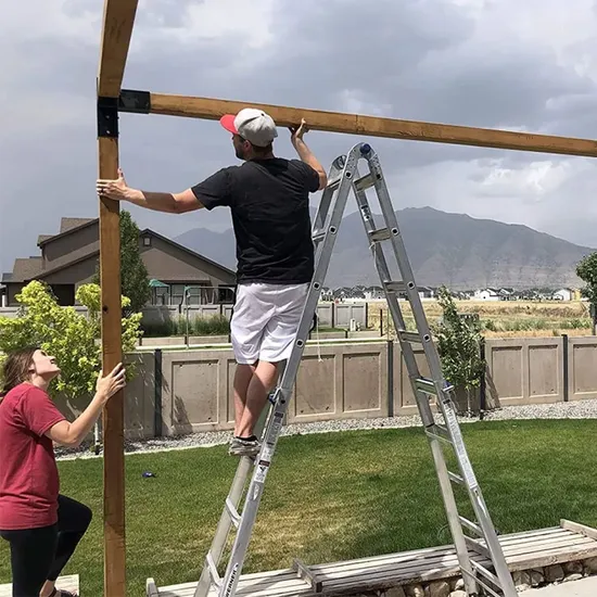 Soporte de pérgola de esquina derecha de 3 vías 4X4 Ss con 4 anclajes de brida