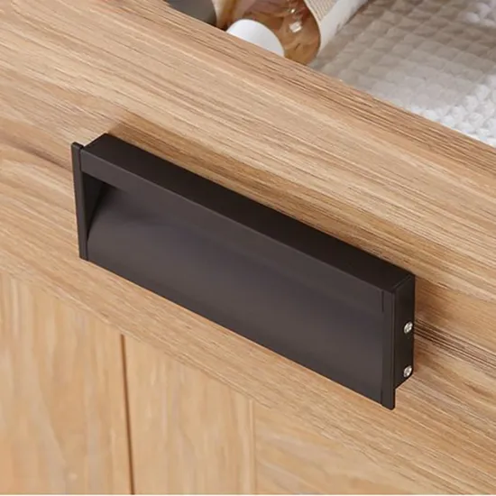 Tiradores empotrados para armarios, tiradores de aluminio para dormitorio, cocina, color negro mate