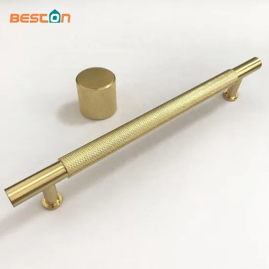 Cajón de gabinete de alta calidad de lujo, tirador moleteado de latón dorado de 160mm
