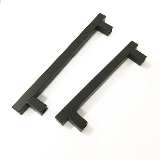 Herrajes para gabinetes Tiradores para cajones Manija sólida para muebles estilo cuadrado mate negro en T