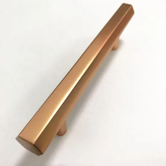 Cajón de puerta de cocina, manija del cajón del gabinete de barra en T hexagonal brillante de oro rosa