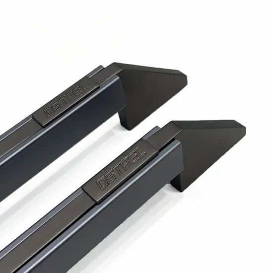 Manijas para muebles Mango de gabinete gris de aluminio moderno con logotipo personalizable