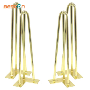 Patas de horquilla modernas cromadas/oro rosa: acero redondo con pies ajustables para mesas de comedor y bancos