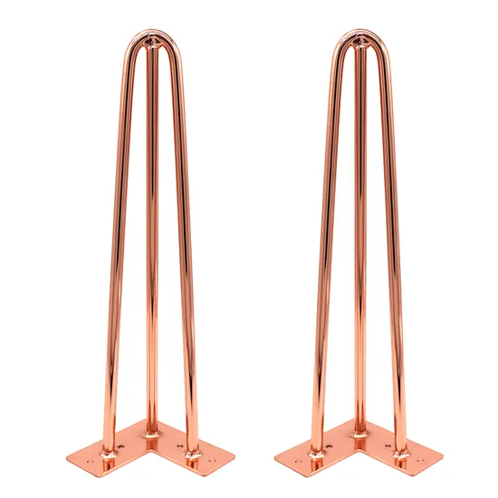 Patas de mesa con forma de horquilla en oro rosa: diseño moderno y redondo de acero para comedores y mesas de centro | Elegante y duradero