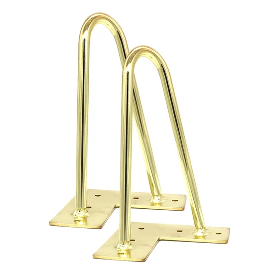 Patas de horquilla modernas cromadas/oro rosa: acero redondo con pies ajustables para mesas de comedor y bancos