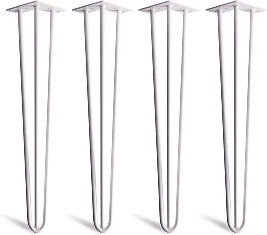 Las mejores patas de mesa de horquilla blancas de 28 pulgadas - 4 piezas, 880 libras de servicio pesado, 3 varillas negras para mesas de café y escritorios - Patas para muebles de bricolaje