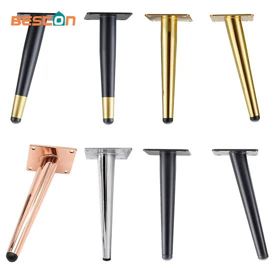 Patas de acero lujosas y modernas con detalles en cromo negro: soporte premium para sofás y soportes para TV de mediados de siglo