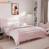 con cabecero Cama de metal de hierro y acero Estructura de cama individual de metal tamaño Queen