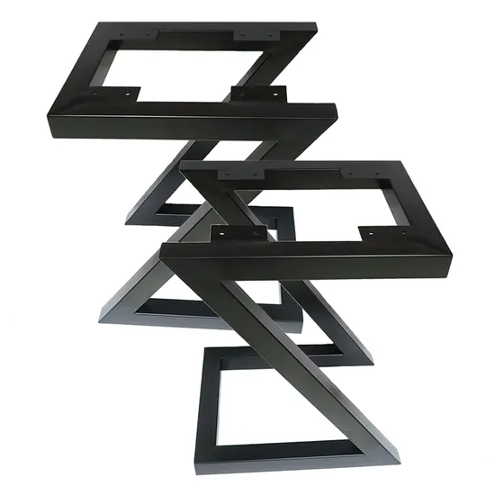 Patas de mesa en forma de L de acero de venta caliente, patas de mesa de comedor de café negras