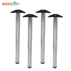 Patas de mesa de muebles de acero inoxidable cromado de tubo redondo largo
