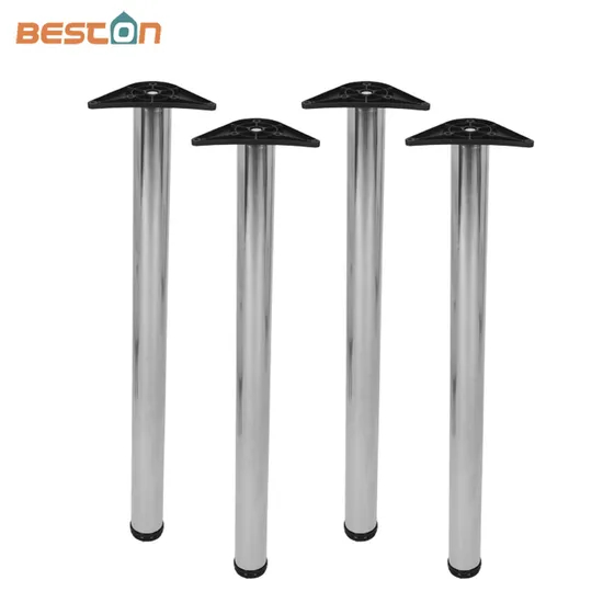 Patas de mesa de muebles de acero inoxidable cromado de tubo redondo largo