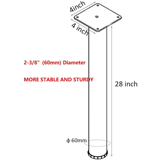 Patas de mesa de metal ajustables en altura de 28 pulgadas de alto