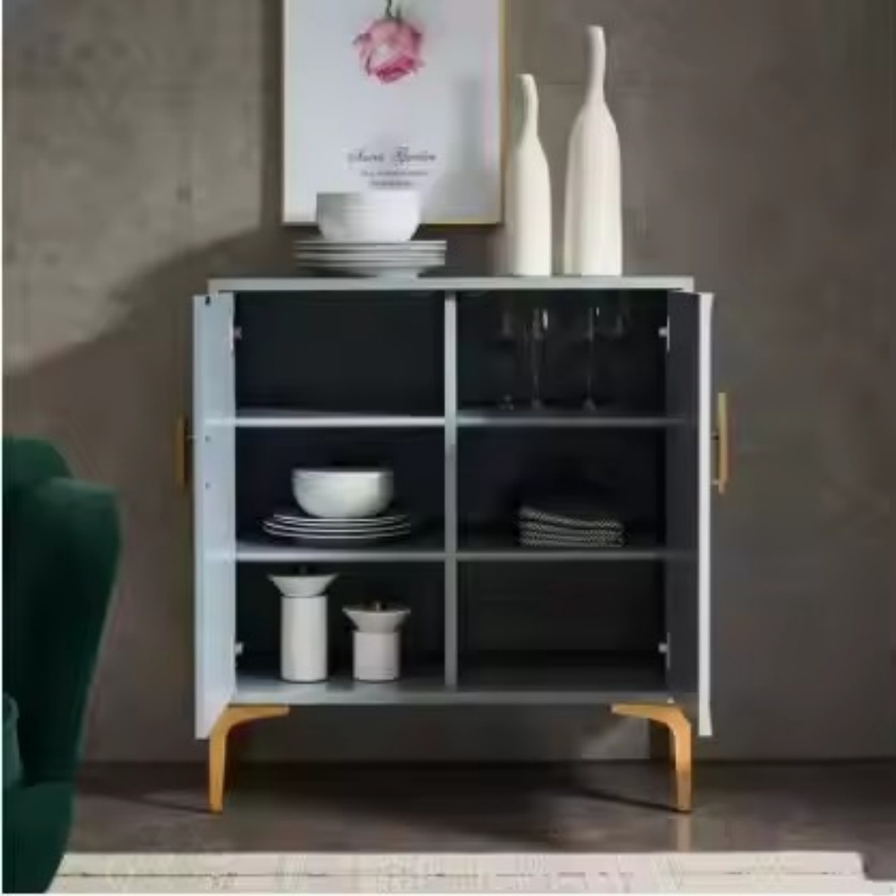 Aparador de madera maciza de lujo ligero con cajones ocultos para comedor y cocina