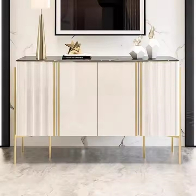 Aparador buffet blanco de lujo con luz nórdica para salón y comedor