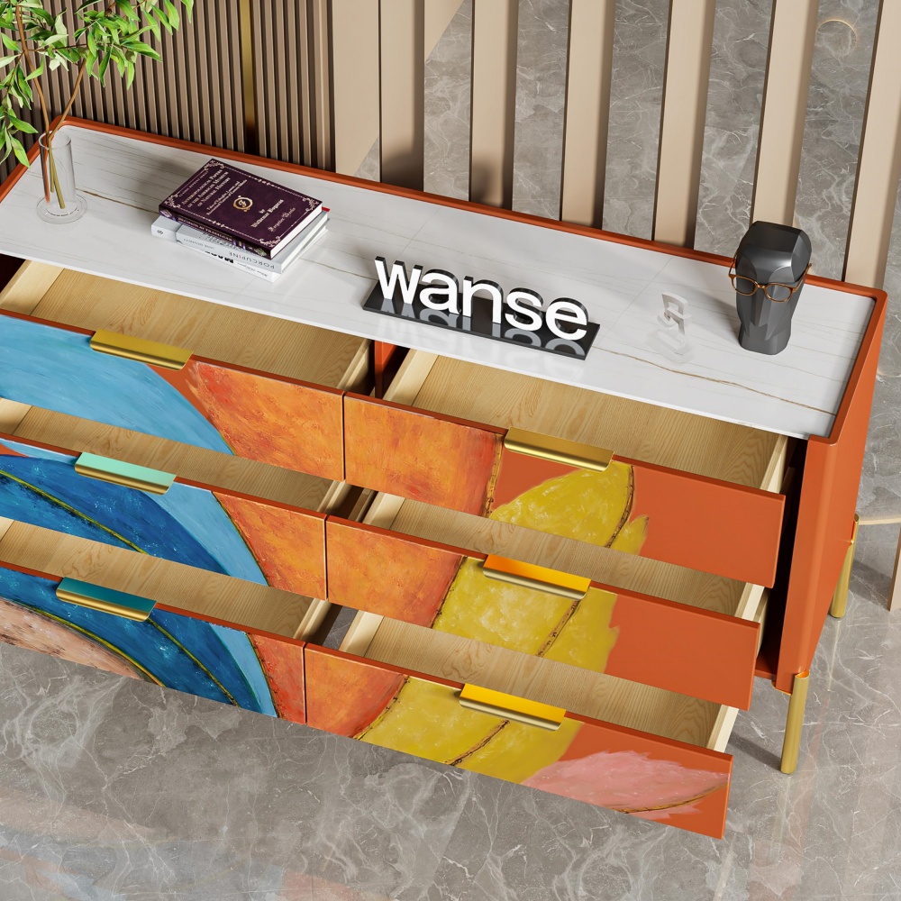 Cómoda moderna y lujosa de madera maciza blanca con 5 cajones, cómoda espaciosa para almacenamiento de ropa en el dormitorio