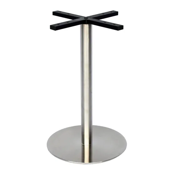 Base de mesa de acero inoxidable para mesa de restaurante con placa superior en X