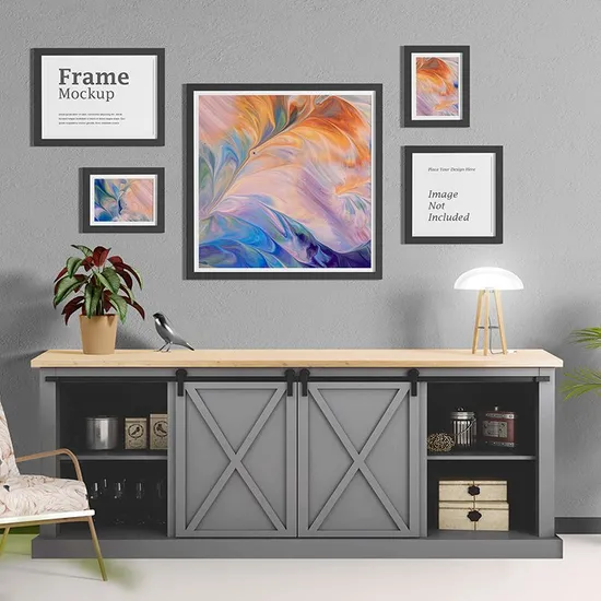 Mini mueble para TV estilo granja con puertas corredizas dobles tipo granero: solución de almacenamiento para sala de estar