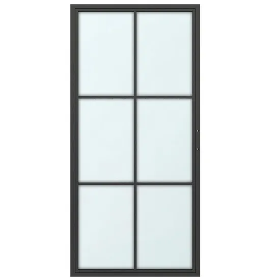 Puertas divisorias de puerta de cristal negras con marco de acero corredizo silencioso estilo loft