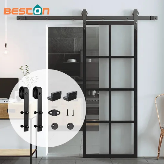 Herrajes para rieles para puertas corredizas de granero retráctiles y cierre suave industrial, ajustables para puertas interiores, kit resistente
