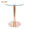 Base de mesa de comedor y cafetería con tapa de cristal redonda estable Glastisch Edelstahl de una sola pierna