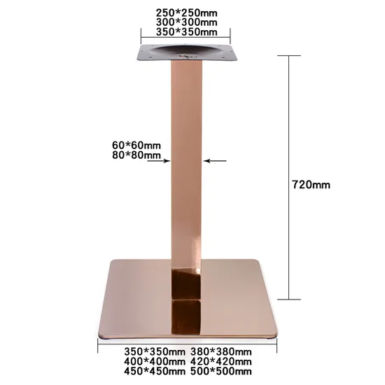 Pieza de muebles, patas de mesa de comedor con base de acero inoxidable en oro rosa