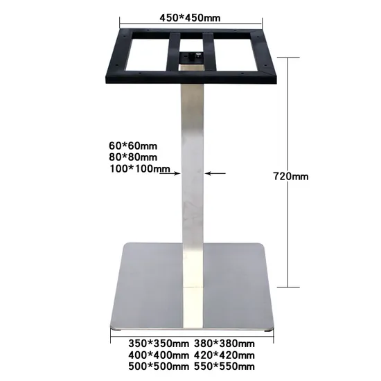 Accesorios para muebles Base de mesa de comedor de acero inoxidable moderna para vidrio