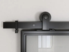 Sistema de puerta corrediza de metal con puerta de vidrio y marco de acero corredizo derribado interior