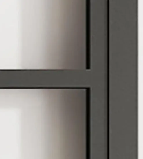 Hoja de puerta de granero de vidrio con marco de acero negro de 6 litros y base