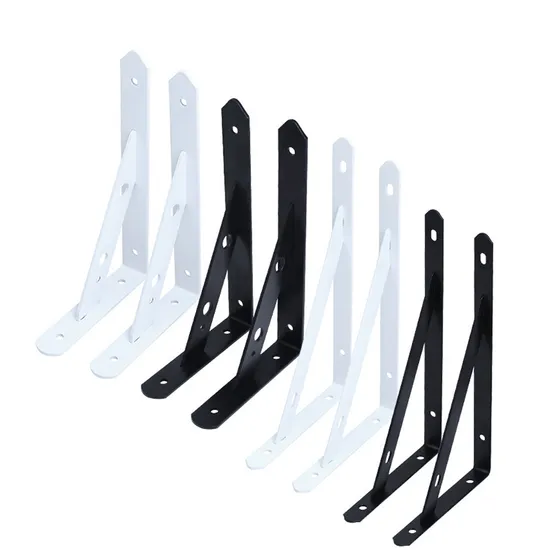 Soporte en L para montaje en pared, soporte de esquina triangular de 90 grados con refuerzo, negro