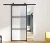Puerta tipo granero de vidrio Three Lites para cocina o dormitorio con herrajes corredizos