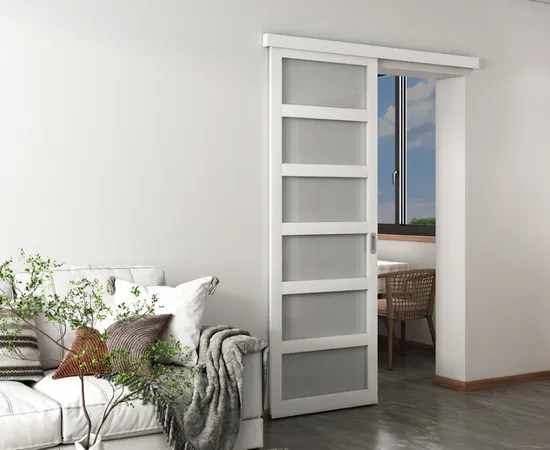 Puerta de granero corrediza de plástico 6-Lite con manija y kit de herrajes