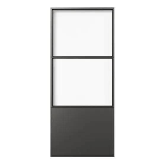 Puerta de granero Concorde de vidrio y metal con paneles desmontables y herrajes
