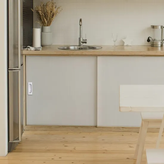 Tiradores empotrados modernos de acero inoxidable de 4,72 pulgadas: manijas deslizantes pequeñas para un almacenamiento elegante en la cocina y el armario