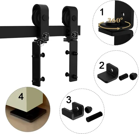 Kit de puerta de granero corrediza plegable y plegable de 6.6 pies: acero resistente, rodillos silenciosos, fácil instalación para armarios