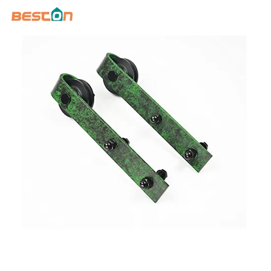 Moderno juego de colgadores para puertas corredizas de granero, color verde, 6 cm, decoración interior ecológica con riel resistente