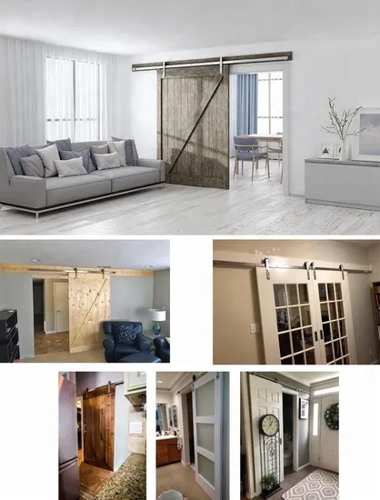 Kit de herrajes para puerta corrediza de granero de acero inoxidable 304 de primera calidad | Puerta de madera y acabado cromado | Solución interior de servicio pesado