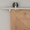 Kit de puerta corrediza de granero de acero al carbono y níquel satinado de inspiración vintage: diseño de rueda de gran tamaño adornado para interiores de granjas modernas