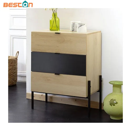 Cómoda de madera de dos colores, mesita de noche moderna, cómoda