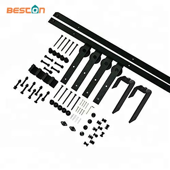 Kit de herrajes para puerta de granero con derivación de puerta de madera doble resistente con riel de acero