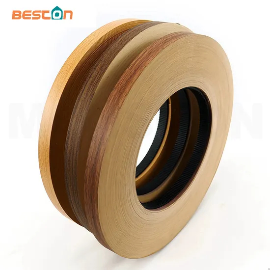 Correa de banda de tira de cinta de bandas de borde de PVC de grano de madera estándar de MDF